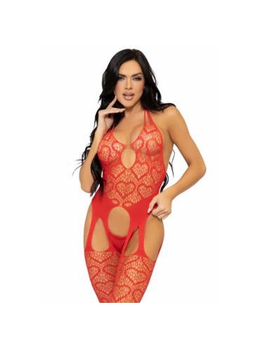 LEG AVENUE BODYSTOCKING DE RED CON TIRANTES TALLA UNICA NEGRO