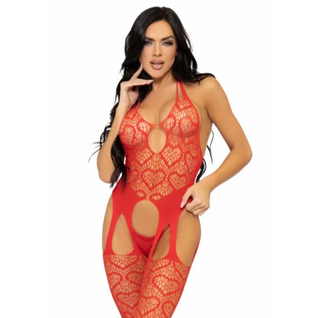 LEG AVENUE BODYSTOCKING DE RED CON TIRANTES TALLA UNICA NEGRO