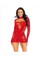 LEG AVENUE MINI VESTIDO DE ENCAJE CON MANGA LARGA ROJO
