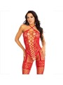 LEG AVENUE BODYSTOCKING CUELLO HALTER RED CORAZONES ROJO