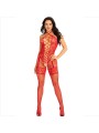 LEG AVENUE BODYSTOCKING CUELLO HALTER RED CORAZONES ROJO