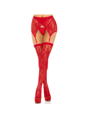 LEG AVENUE MEDIAS ENCAJE LIGUERO ROJO