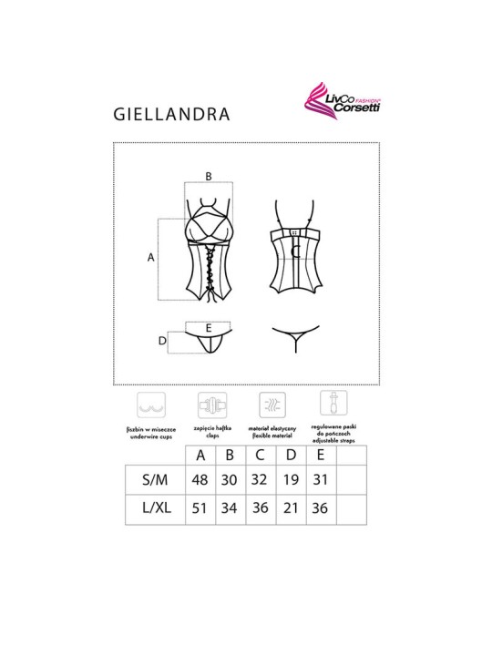 LIVCO CORSETTI FASHION GIELLANDRA FOR THE SENSES COLLECTION CORSET PANTY NEGRO