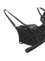 SUBBLIME SET DE 3 PIEZAS SUJETADOR TANGA LIGA ENCAJE NEGRO S M