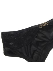 SUBBLIME SET DE 3 PIEZAS SUJETADOR TANGA LIGA ENCAJE NEGRO S M