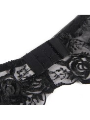 SUBBLIME SET DE 3 PIEZAS SUJETADOR TANGA LIGA ESTAMPADO FLORAL NEGRO S M