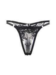 SUBBLIME SET DE 3 PIEZAS SUJETADOR TANGA LIGA ESTAMPADO FLORAL NEGRO S M