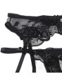 SUBBLIME SET DE 3 PIEZAS SUJETADOR TANGA LIGA ESTAMPADO FLORAL NEGRO S M