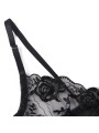 SUBBLIME SET DE 3 PIEZAS SUJETADOR TANGA LIGA ESTAMPADO FLORAL NEGRO S M