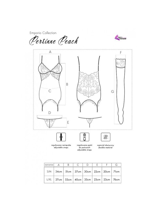 LIVCO CORSETTI FASHION PERSINNE PEACH SET CORSET PANTY MEDIAS