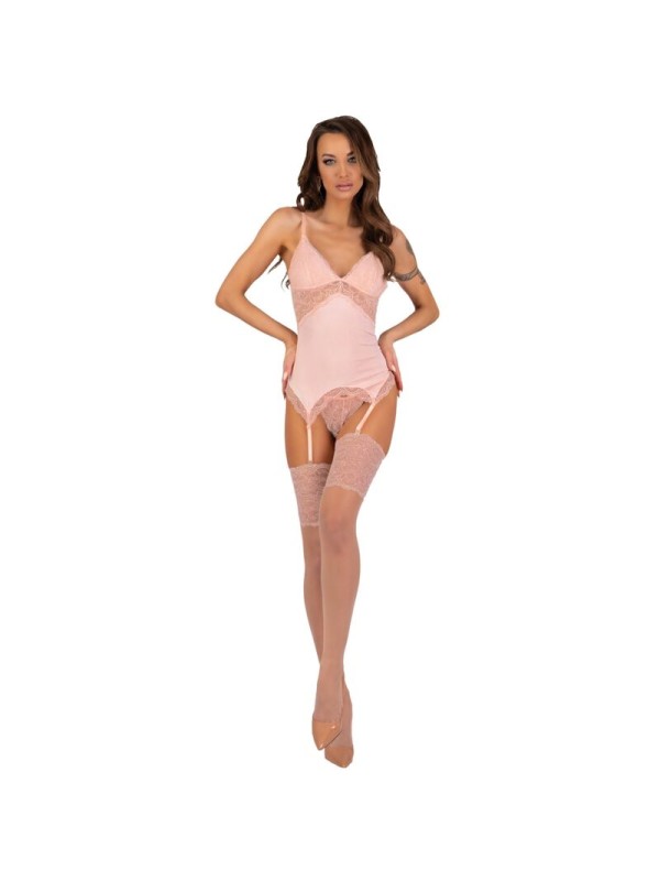 LIVCO CORSETTI FASHION PERSINNE PEACH SET CORSET PANTY MEDIAS