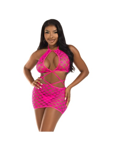 LEG AVENUE MINI VESTIDO CON ABERTURAS NEGRO TALLA UNICA