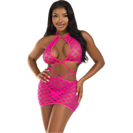 LEG AVENUE MINI VESTIDO CON ABERTURAS NEGRO TALLA UNICA