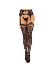 LEG AVENUE MEDIAS DE LIGUERO ENCAJE FLORAL NEGRO