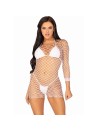 LEG AVENUE VESTIDO DE REJILLA MANGA LARGA BLANCO TALLA UNICA