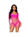LEG AVENUE VESTIDO DE REJILLA MANGA LARGA BLANCO TALLA UNICA