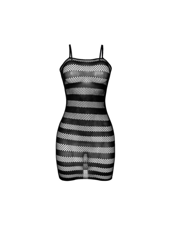 SUBBLIME 951733 VESTIDO DE REJILLA CON FRANJAS NEGRO TALLA UNICA