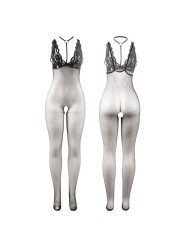SUBBLIME 951993 BODYSTOCKING CROTCHLESS DE REJILLA TRANSPARENTE NEGRO TALLA UNICA
