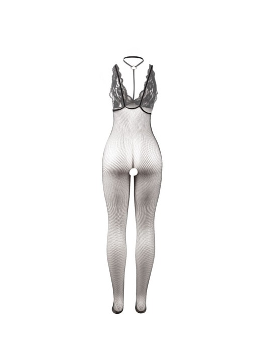 SUBBLIME 951993 BODYSTOCKING CROTCHLESS DE REJILLA TRANSPARENTE NEGRO TALLA UNICA