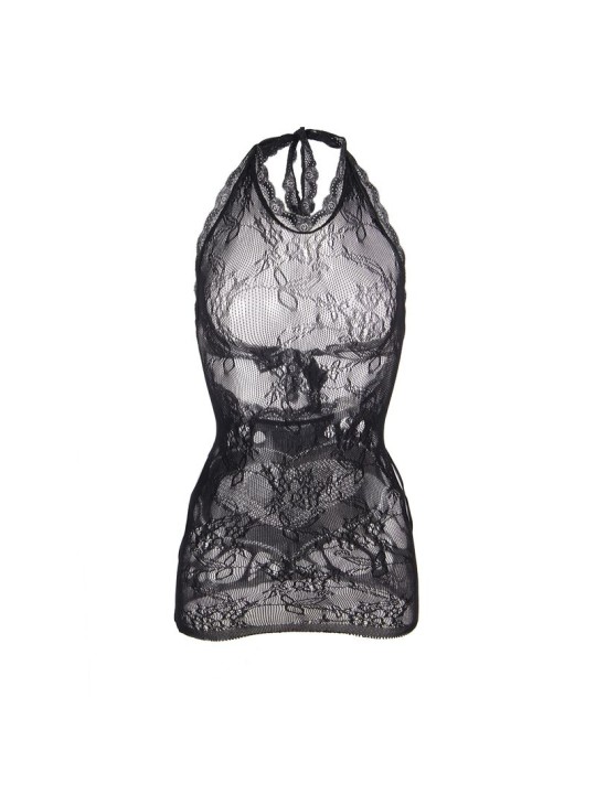 SUBBLIME 952075 VESTIDO CORTO DE REJILLA CON ESPALDA DESCUBIERTA Y DETALLE DE CORAZON NEGRO TALLA UNICA