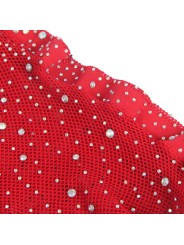SUBBLIME 952181 BODYSTOCKING DE REJILLA CON GUANTES Y DIAMANTES ROJO TALLA UNICA