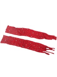 SUBBLIME 952181 BODYSTOCKING DE REJILLA CON GUANTES Y DIAMANTES ROJO TALLA UNICA