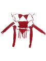 SUBBLIME 952181 BODYSTOCKING DE REJILLA CON GUANTES Y DIAMANTES ROJO TALLA UNICA