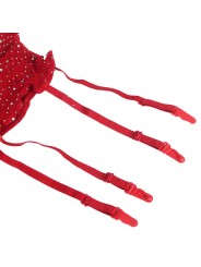 SUBBLIME 952181 BODYSTOCKING DE REJILLA CON GUANTES Y DIAMANTES ROJO TALLA UNICA