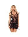 SUBBLIME 952198 VESTIDO DE REJILLA CON DIAMANTES BRILLANTES NEGRO TALLA UNICA