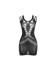 SUBBLIME 952198 VESTIDO DE REJILLA CON DIAMANTES BRILLANTES NEGRO TALLA UNICA