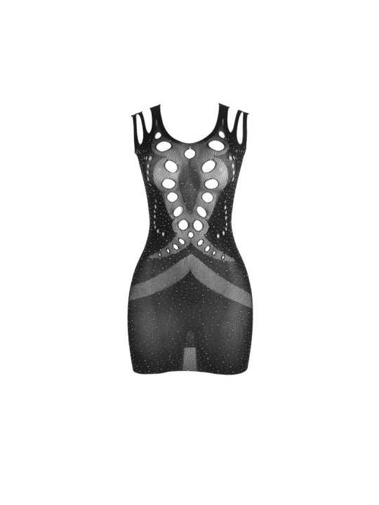 SUBBLIME 952198 VESTIDO DE REJILLA CON DIAMANTES BRILLANTES NEGRO TALLA UNICA