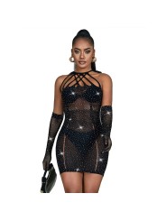 SUBBLIME 952235 VESTIDO DE REJILLA CON BRILLANTES NEGRO TALLA UNICA