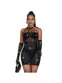 SUBBLIME 952235 VESTIDO DE REJILLA CON BRILLANTES NEGRO TALLA UNICA