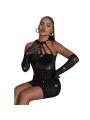 SUBBLIME 952235 VESTIDO DE REJILLA CON BRILLANTES NEGRO TALLA UNICA