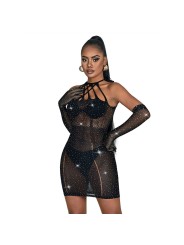 SUBBLIME 952235 VESTIDO DE REJILLA CON BRILLANTES NEGRO TALLA UNICA