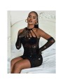 SUBBLIME 952235 VESTIDO DE REJILLA CON BRILLANTES NEGRO TALLA UNICA