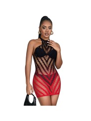 SUBBLIME 952242 VESTIDO DE REJILLA ELASTICO DEGRADADO ROJO Y NEGRO TALLA UNICA