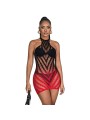 SUBBLIME 952242 VESTIDO DE REJILLA ELASTICO DEGRADADO ROJO Y NEGRO TALLA UNICA