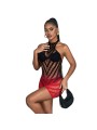 SUBBLIME 952242 VESTIDO DE REJILLA ELASTICO DEGRADADO ROJO Y NEGRO TALLA UNICA