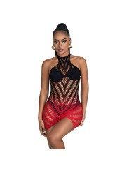 SUBBLIME 952242 VESTIDO DE REJILLA ELASTICO DEGRADADO ROJO Y NEGRO TALLA UNICA