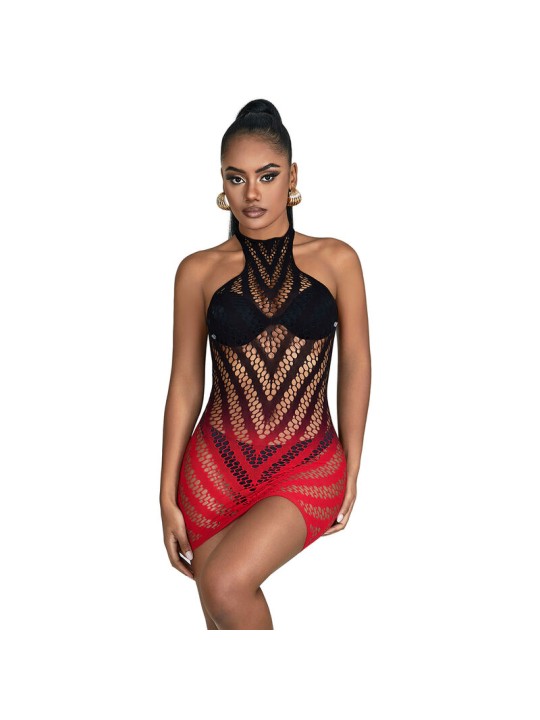 SUBBLIME 952242 VESTIDO DE REJILLA ELASTICO DEGRADADO ROJO Y NEGRO TALLA UNICA
