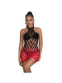SUBBLIME 952242 VESTIDO DE REJILLA ELASTICO DEGRADADO ROJO Y NEGRO TALLA UNICA