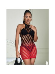 SUBBLIME 952242 VESTIDO DE REJILLA ELASTICO DEGRADADO ROJO Y NEGRO TALLA UNICA