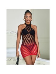 SUBBLIME 952242 VESTIDO DE REJILLA ELASTICO DEGRADADO ROJO Y NEGRO TALLA UNICA