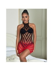 SUBBLIME 952242 VESTIDO DE REJILLA ELASTICO DEGRADADO ROJO Y NEGRO TALLA UNICA