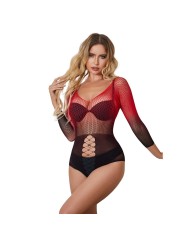 SUBBLIME 952259 VESTIDO DE REJILLA ELASTICO MANGA LARGA DEGRADADO ROJO Y NEGRO TALLA UNICA