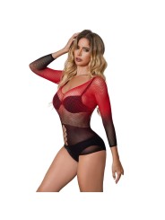 SUBBLIME 952259 VESTIDO DE REJILLA ELASTICO MANGA LARGA DEGRADADO ROJO Y NEGRO TALLA UNICA