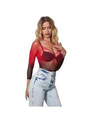 SUBBLIME 952259 VESTIDO DE REJILLA ELASTICO MANGA LARGA DEGRADADO ROJO Y NEGRO TALLA UNICA