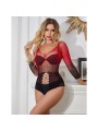 SUBBLIME 952259 VESTIDO DE REJILLA ELASTICO MANGA LARGA DEGRADADO ROJO Y NEGRO TALLA UNICA