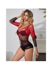 SUBBLIME 952259 VESTIDO DE REJILLA ELASTICO MANGA LARGA DEGRADADO ROJO Y NEGRO TALLA UNICA